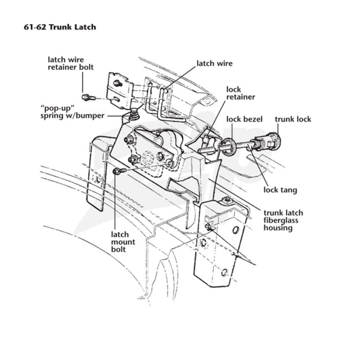 61-62 Trunk Lock Cylinder w/Keys (No Tang)
