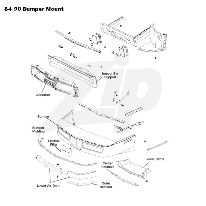 84-90 Front Air Dam (Spoiler) Mount Kit