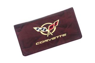 Domestic Burgundy Leather Checkbook Cover w/C5 Emblem