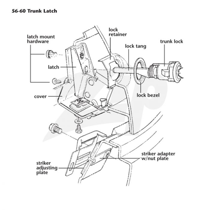 56-60 Trunk Lock Cylinder w/Keys (No Tang)