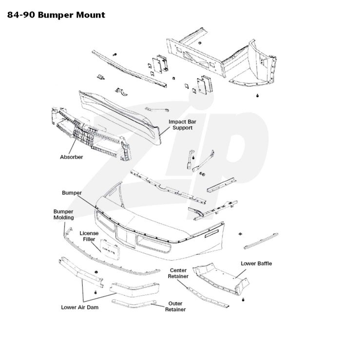 84-90 Front Air Dam (Spoiler) Mount Kit