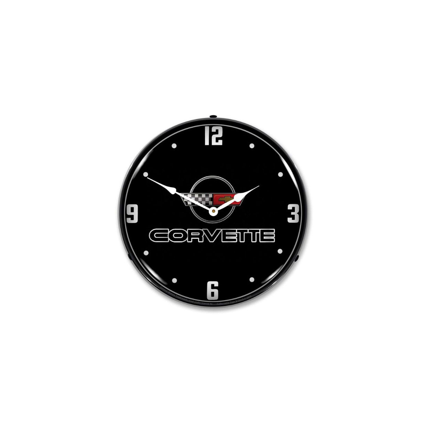 C4 Corvette Emblem Black Tie LED Lighted Wall Clock
