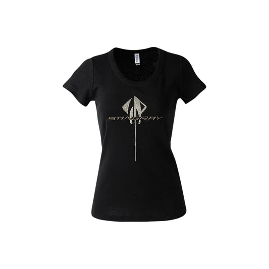 C7 Corvette Stingray Rhinestone Ladies Scoop Neck Tee